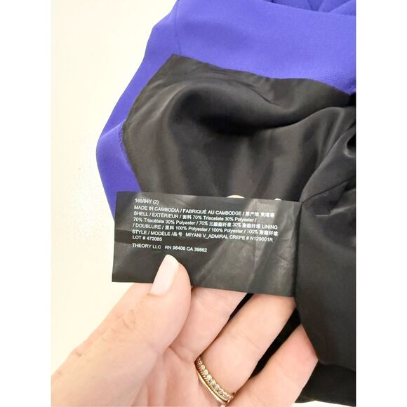 Theory Miyani Admiral Crepe Classic V-Neck Sleeveless Sheath Dress Purple Blue 2 - Picture 5 of 5